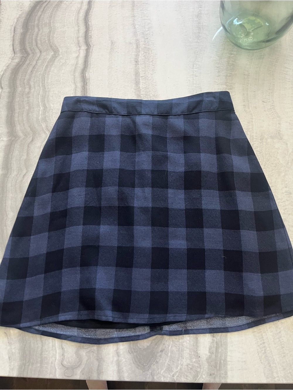 Reformation Blue & Black Plaid A-Line Mini Skirt